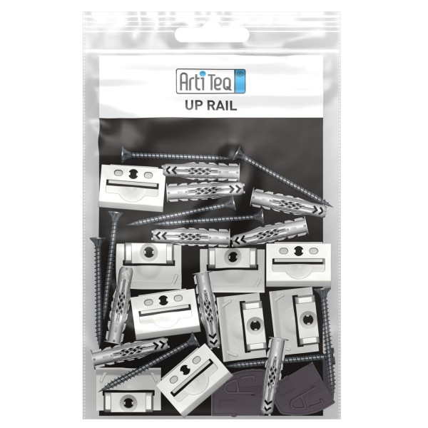 Pack clips de fixation pour cimaise Up Rail ( x 6)  + Vis et Chevilles