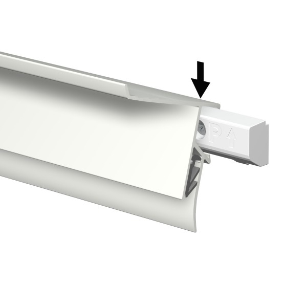 INFO RAIL + BLANC 200 CM (INCLUT MATÉRIEL DE FIXATION, EMBOUTS DE RAIL ET 4X MOUSE MAGNETS BLANC)