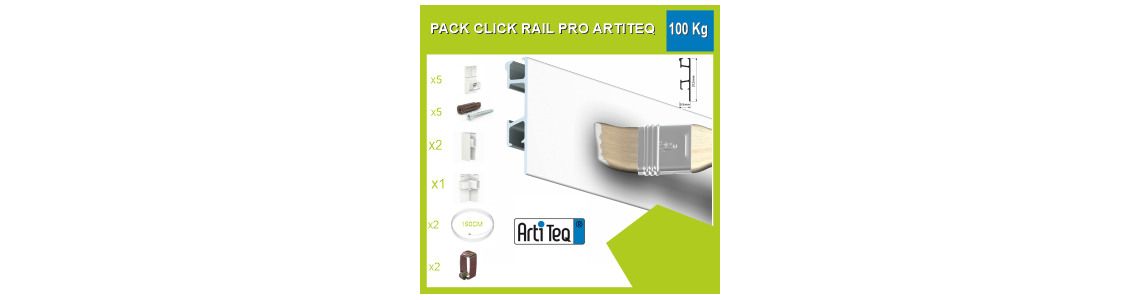 Kit cimaise click rail Pro 100 Kg