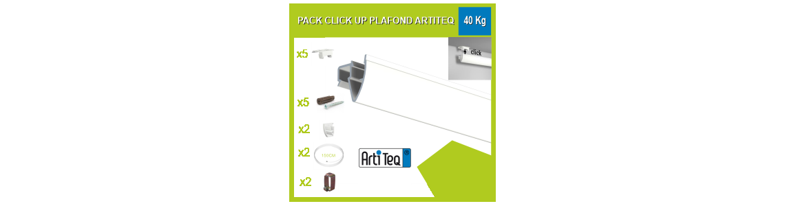 Kit cimaise Up rail Plafond Artiteq 40 Kg