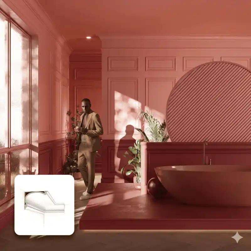 Ambiance avec revêtements muraux et panneaux 3D texturés