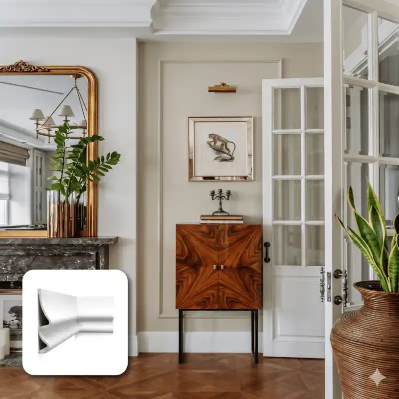 Exemple de cimaises et moulures décoratives Orac Decor posées sur un mur