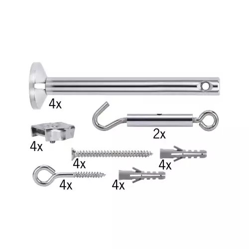Kit de montage de système câbles Support + renvoi d'angle Kit de 4 Chrome - Paulmann